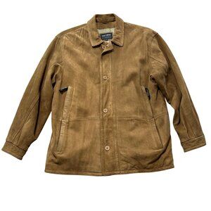 Robert Comstock Mens Suede Leather Jacket Sz 42 Button Front With Zip Pockets